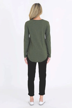 3RD STORY Portsea Tee - Khaki Long Sleeve Tee - Zabecca Living