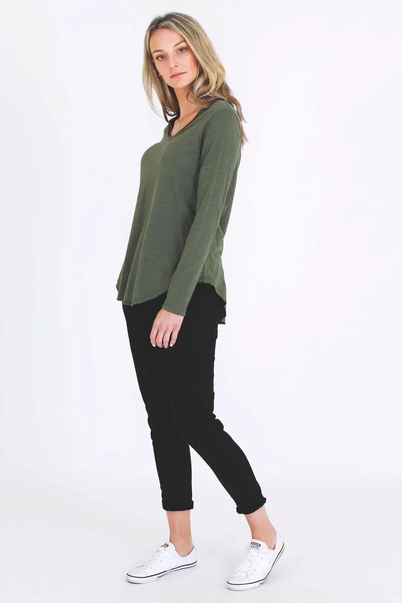 3RD STORY Portsea Tee - Khaki Long Sleeve Tee - Zabecca Living