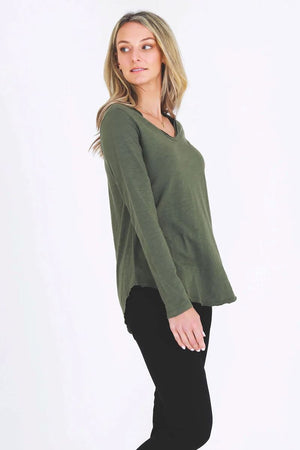 3RD STORY Portsea Tee - Khaki Long Sleeve Tee - Zabecca Living