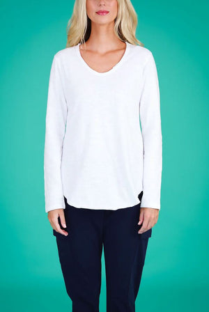 3RD STORY Portsea Tee - White Long Sleeve Tee - Zabecca Living