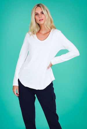 3RD STORY Portsea Tee - White Long Sleeve Tee - Zabecca Living