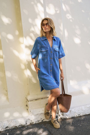 CERES LIFE Bonnie Relaxed Shirt Dress - Fresh Indigo