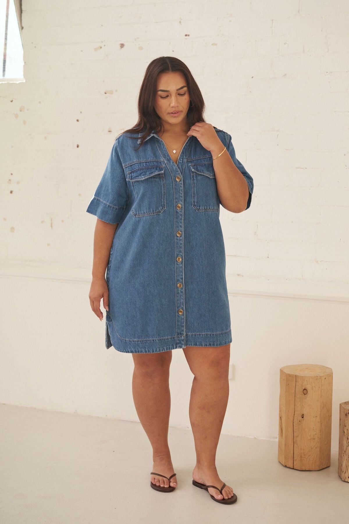 CERES LIFE Bonnie Relaxed Shirt Dress - Fresh Indigo