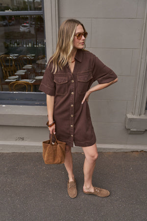 CERES LIFE Bonnie Relaxed Shirt Dress - Chocolate