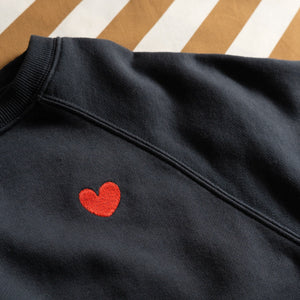CASTLE AND THINGS French Navy Heart Short Sleeve Sweater