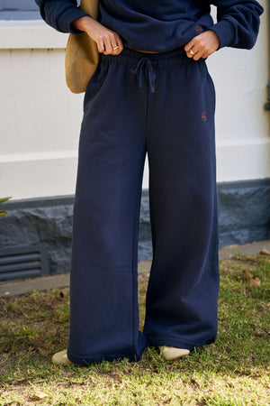 CERES LIFE Ivy Wide Leg Trackpant - Heritage Navy