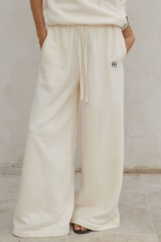 CERES LIFE Ivy Wide Leg Trackpant - Marshmallow