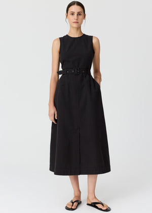 POL Lira Belt Dress - Off Black