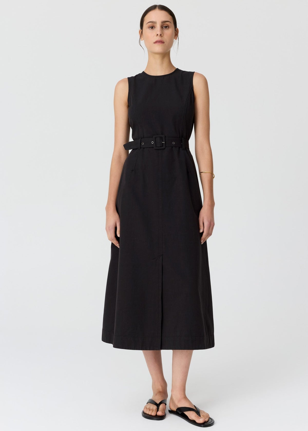 POL Lira Belt Dress - Off Black