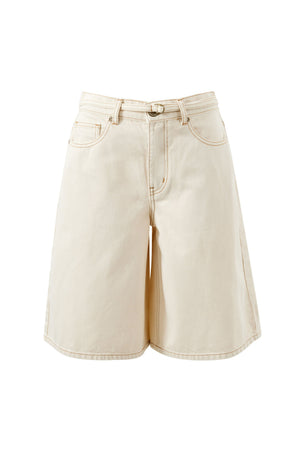 CERES LIFE Olive Belted Denim Short - Fresh Sand