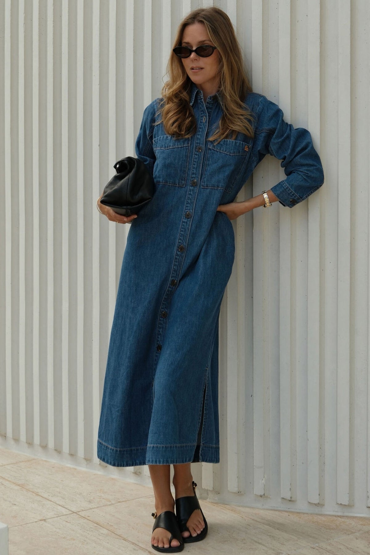 CERES LIFE Rae Long Sleeve Midi Dress - Fresh Indigo