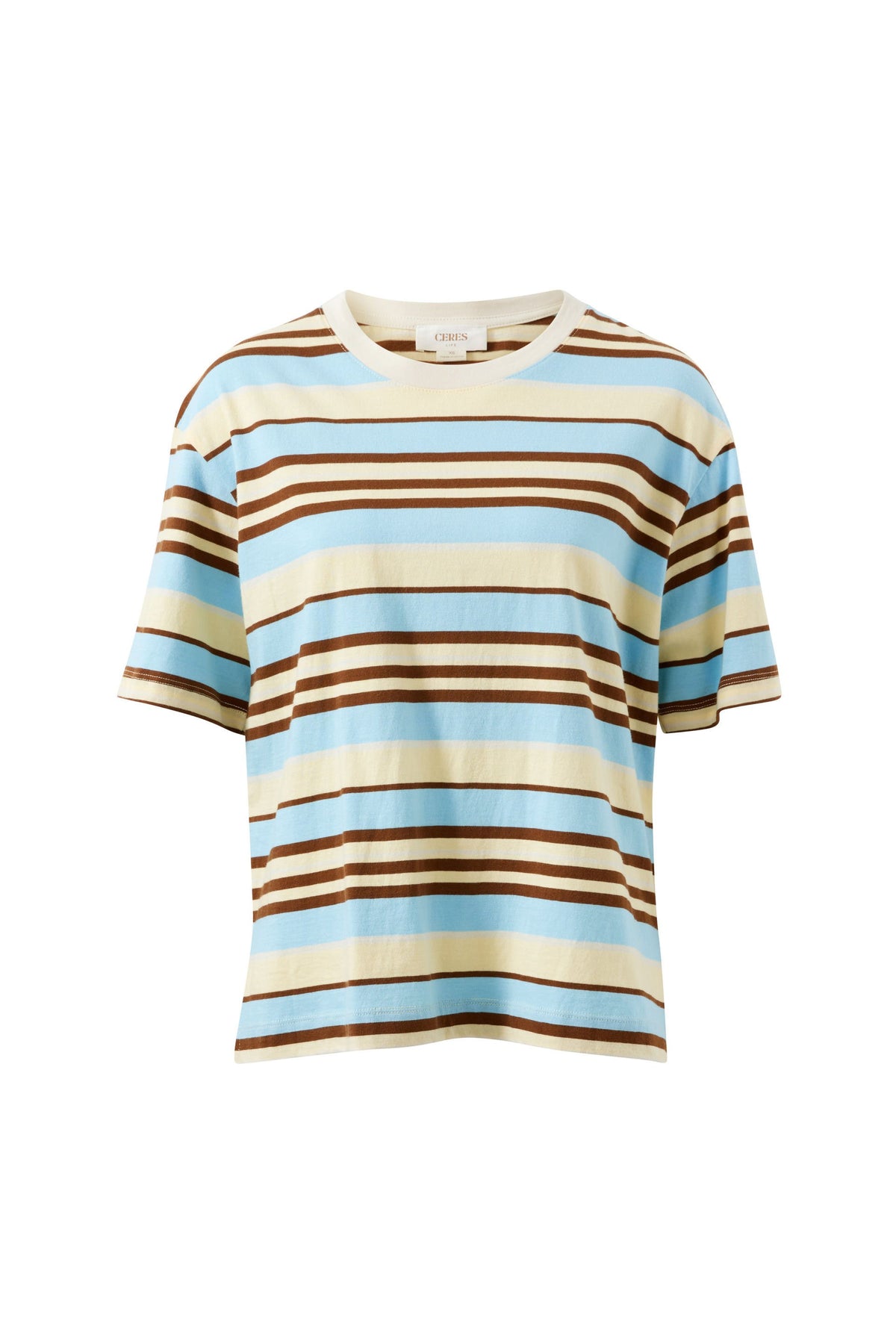 CERES LIFE Stevie Slouchy Tee - Butter/Toffee/Fresh Blue Stripe