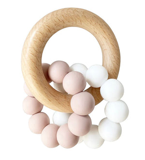 ALIMROSE Beechwood Double Teether Rings - Petal White BABY (0-12 Mths) - Zabecca Living