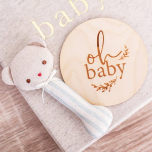 ALIMROSE Ted Stick Rattle - Sage Stripe BABY (0-12 Mths) - Zabecca Living