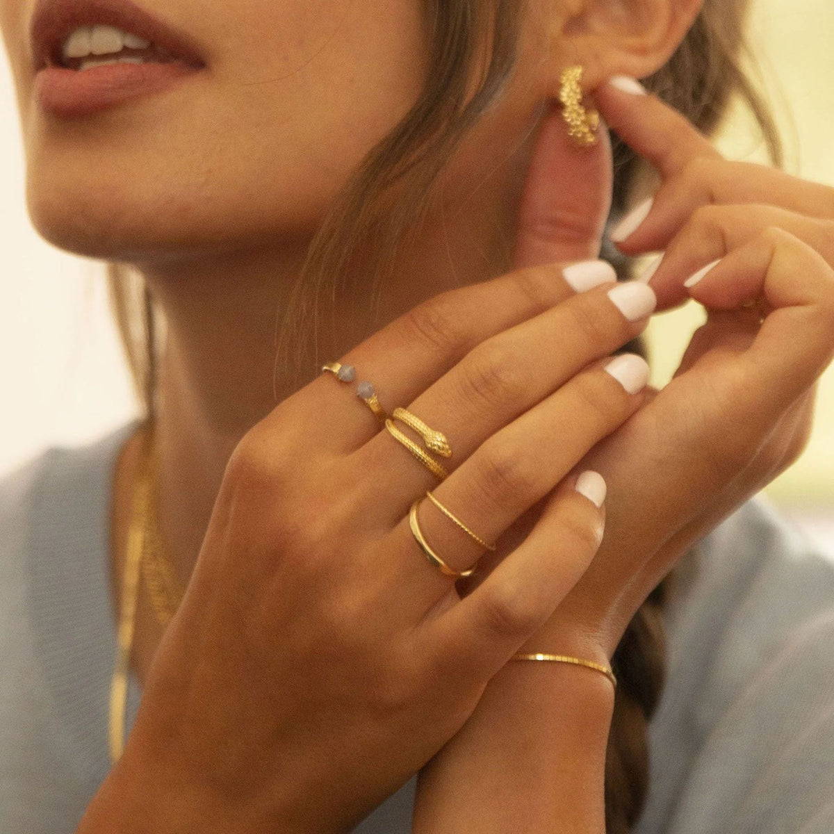 ALISIA Gold Adjustable Ring - Snake Ring - Zabecca Living