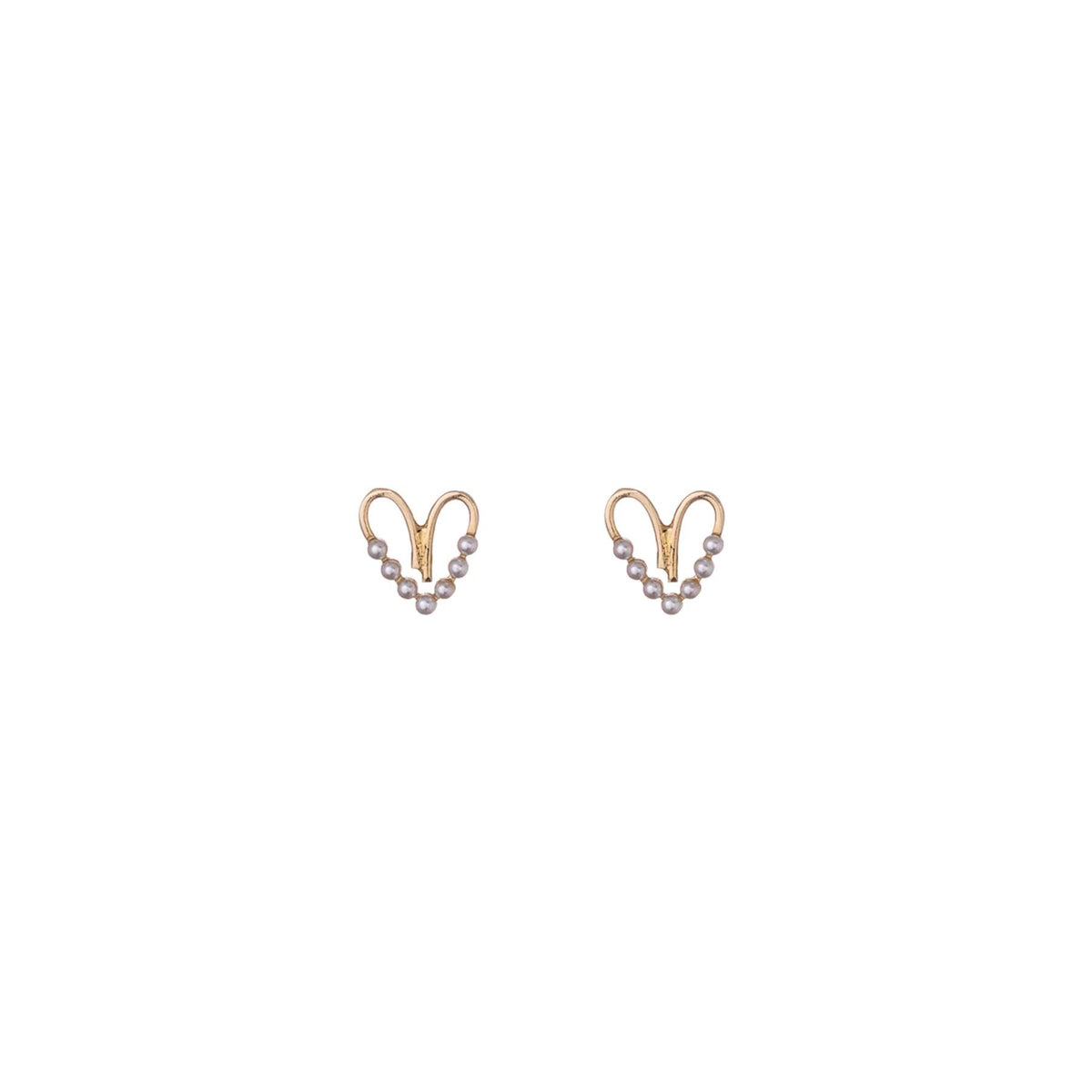 ALISIA Gold Stud Earrings - Pearly Heart Earrings - Zabecca Living
