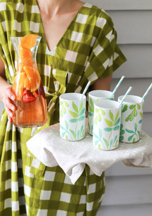 ANGUS & CELESTE Ceramic Tumblers Two Set - Green Zamia COFFEE, TEA & DRINKS - Zabecca Living