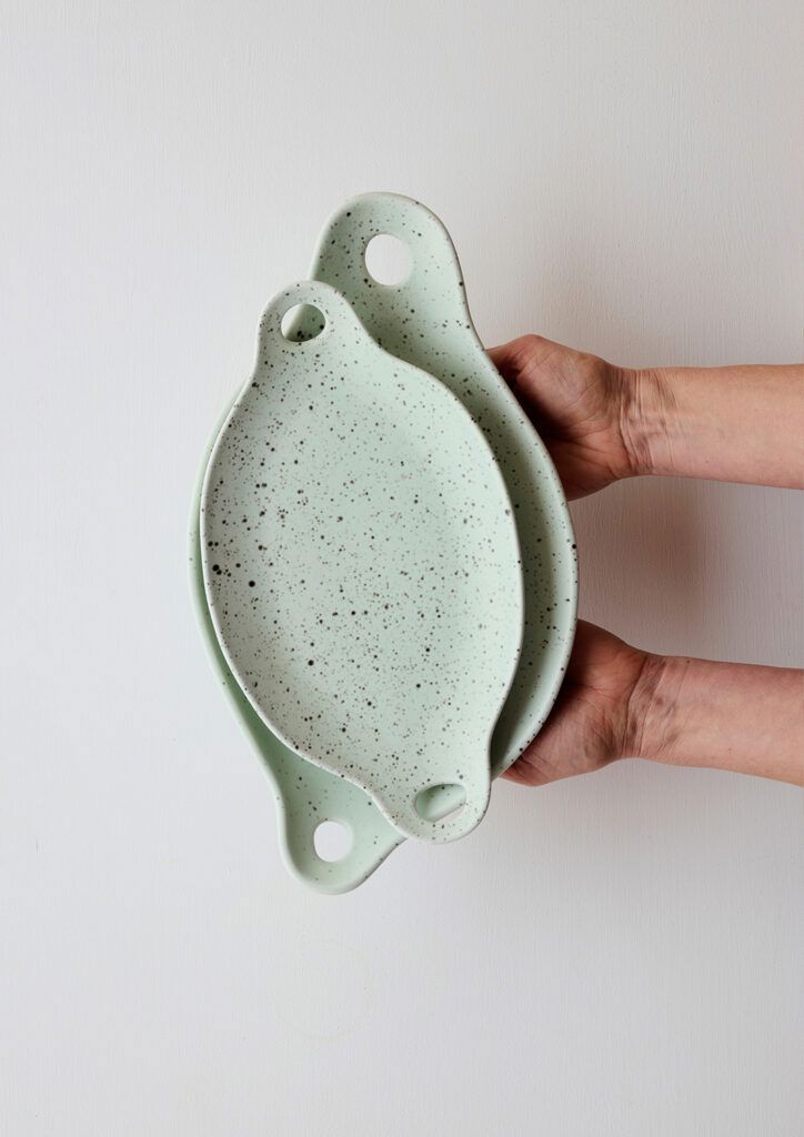 ANGUS & CELESTE Soirée Offering Platter Two Set - Pistachio Plate - Zabecca Living