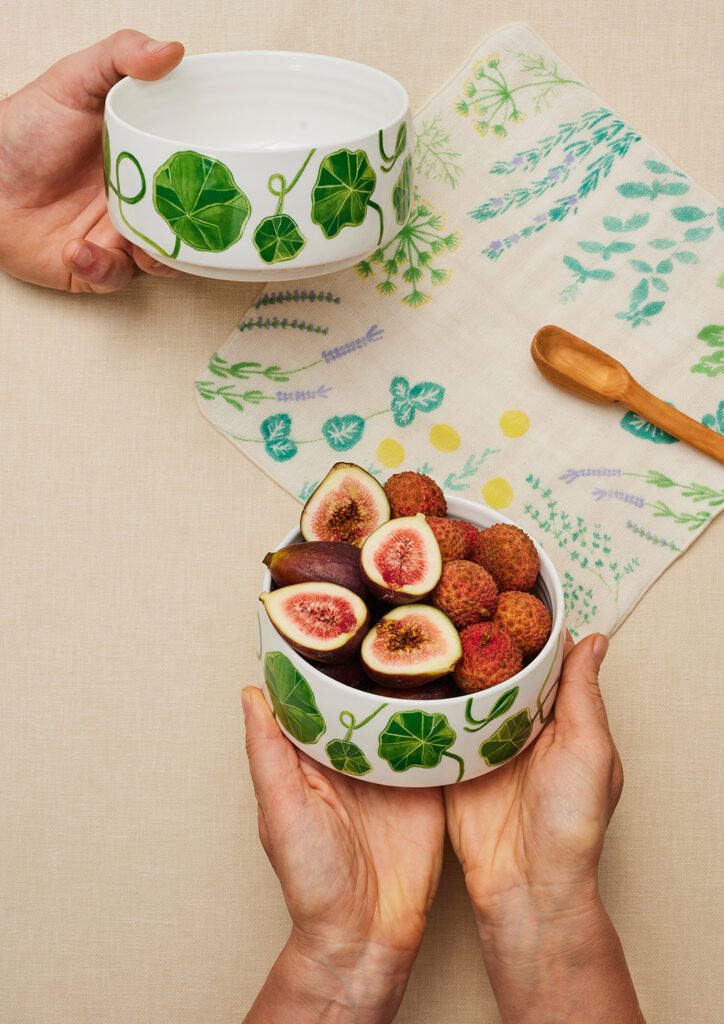 ANGUS & CELESTE Sunny Day Stackable Bowl - Green Nasturtium bowl - Zabecca Living