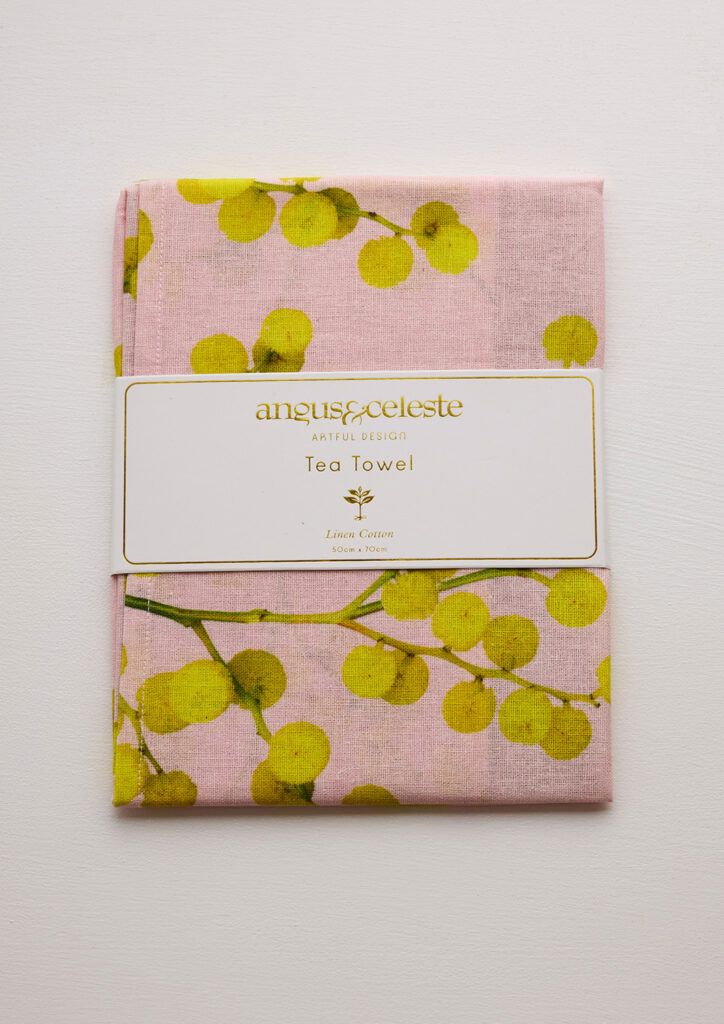 ANGUS & CELESTE Tea Towel - Pink Wattle TEA TOWEL - Zabecca Living