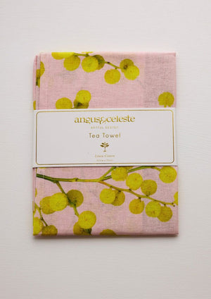 ANGUS & CELESTE Tea Towel - Pink Wattle TEA TOWEL - Zabecca Living