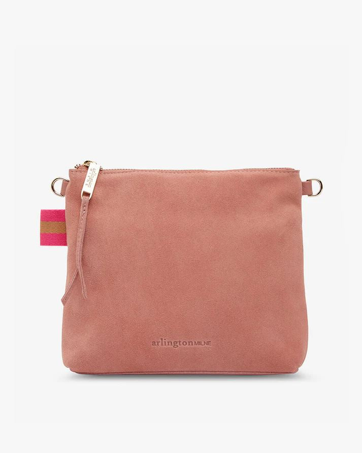 ARLINGTON MILNE Alexis Crossbody - Dusty Pink Suede HANDBAG - Zabecca Living