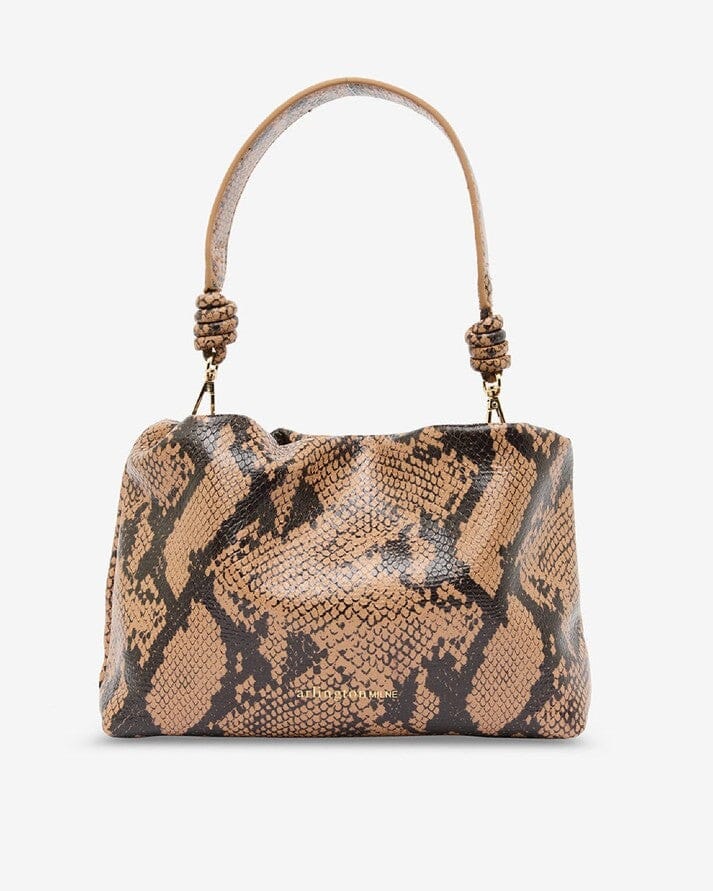 ARLINGTON MILNE Martha Bag - Caramel Python HANDBAG - Zabecca Living
