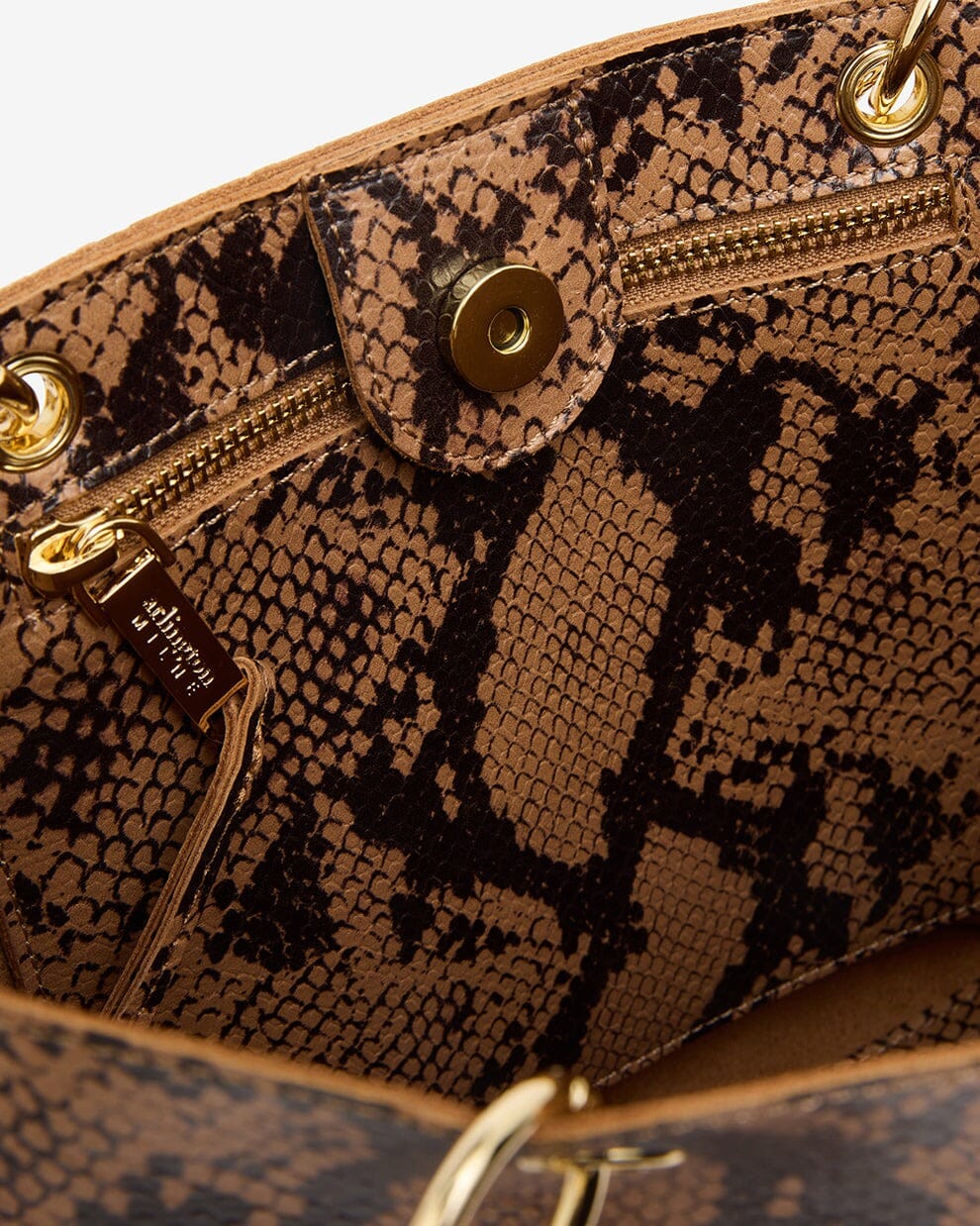ARLINGTON MILNE Maya Tote - Caramel Python HANDBAG - Zabecca Living