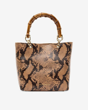 ARLINGTON MILNE Maya Tote - Caramel Python HANDBAG - Zabecca Living