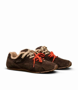 ASFVT City Run Flat Sneaker - Dark Brown/Sherpa SNEAKERS - Zabecca Living