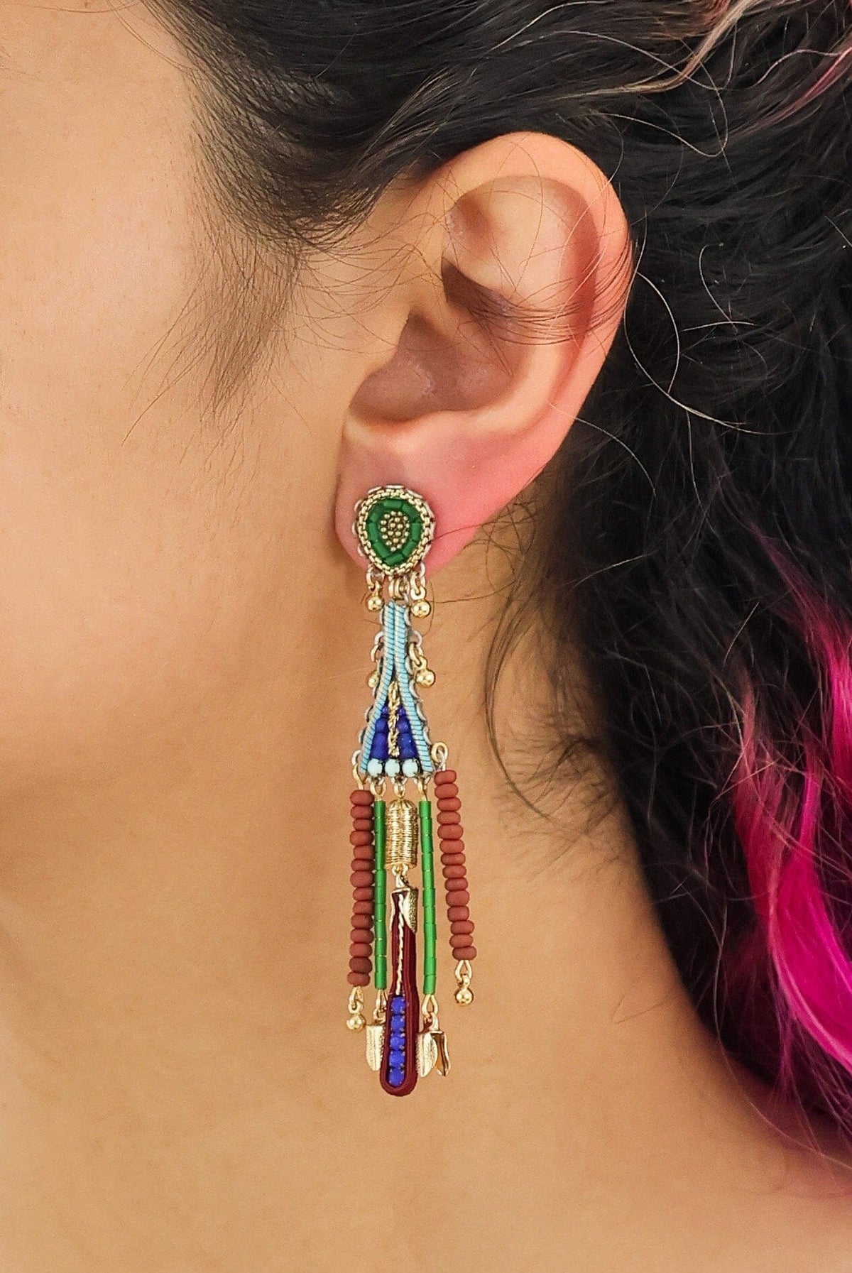 AYALA BAR Long Boho Beaded Onida Earrings Earrings - Zabecca Living