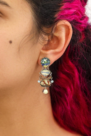 AYALA BAR Neptune's Garden Casual Glass Earrings - Kelp Earrings - Zabecca Living