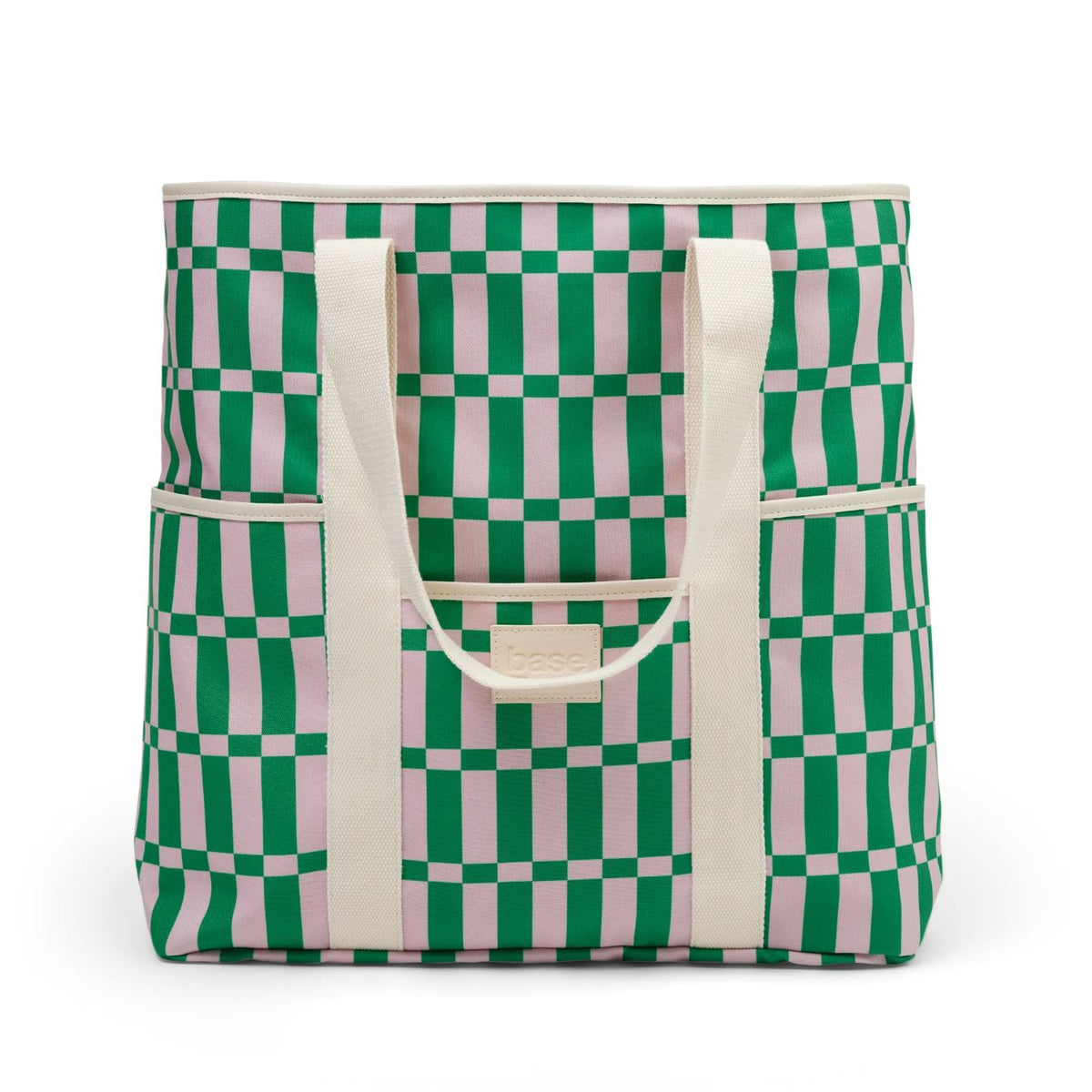 BASE Beach Base - Apple / Soft Pink Check Beach Bag - Zabecca Living