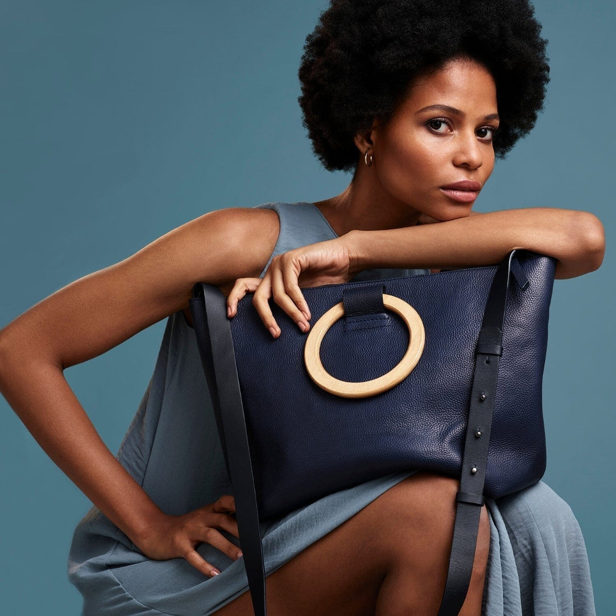 BE HOLD East West Tote - Navy Blue HANDBAG - Zabecca Living