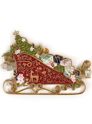 BESPOKE LETTERPRESS Fine Enamel Christmas Ornament - Sleigh FESTIVE DECORATIONS - Zabecca Living