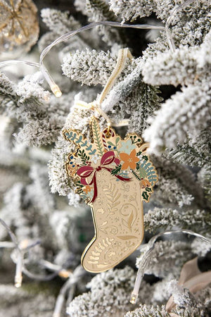 BESPOKE LETTERPRESS Fine Enamel Christmas Ornament - Stocking FESTIVE DECORATIONS - Zabecca Living
