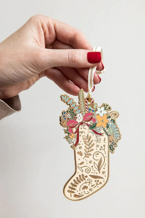 BESPOKE LETTERPRESS Fine Enamel Christmas Ornament - Stocking FESTIVE DECORATIONS - Zabecca Living