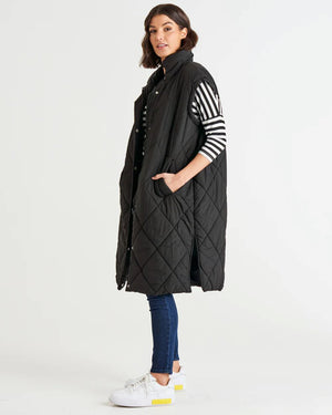 BETTY BASICS Cape Cod Puffer Vest - Black vest - Zabecca Living