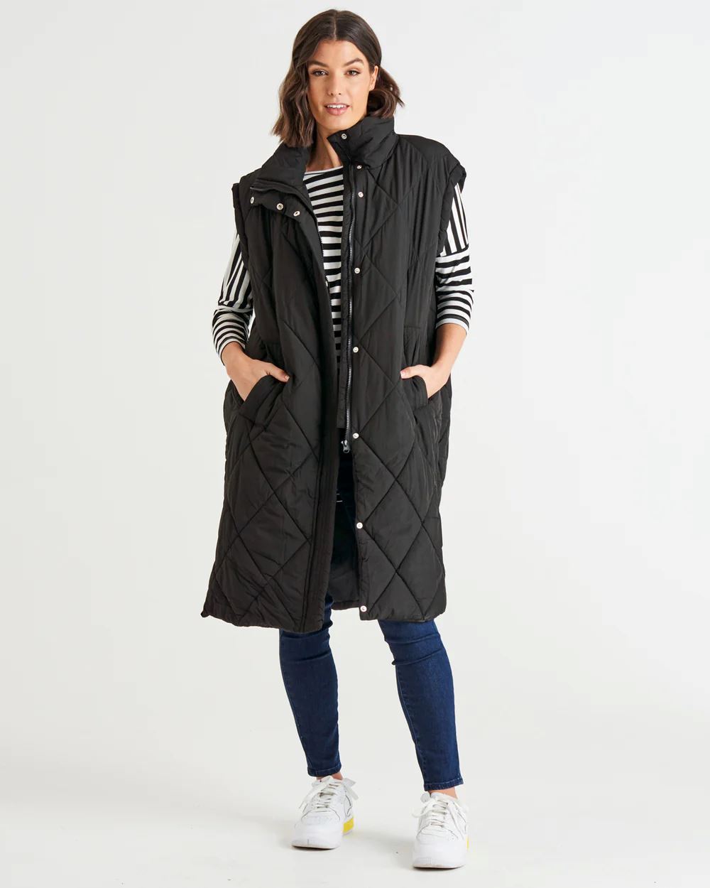 BETTY BASICS Cape Cod Puffer Vest - Black vest - Zabecca Living