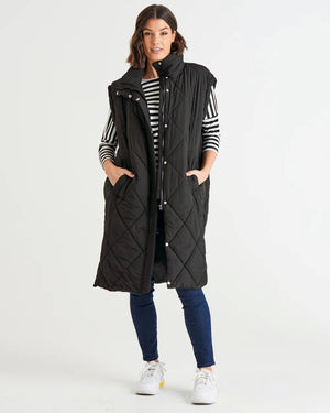 BETTY BASICS Cape Cod Puffer Vest - Black vest - Zabecca Living