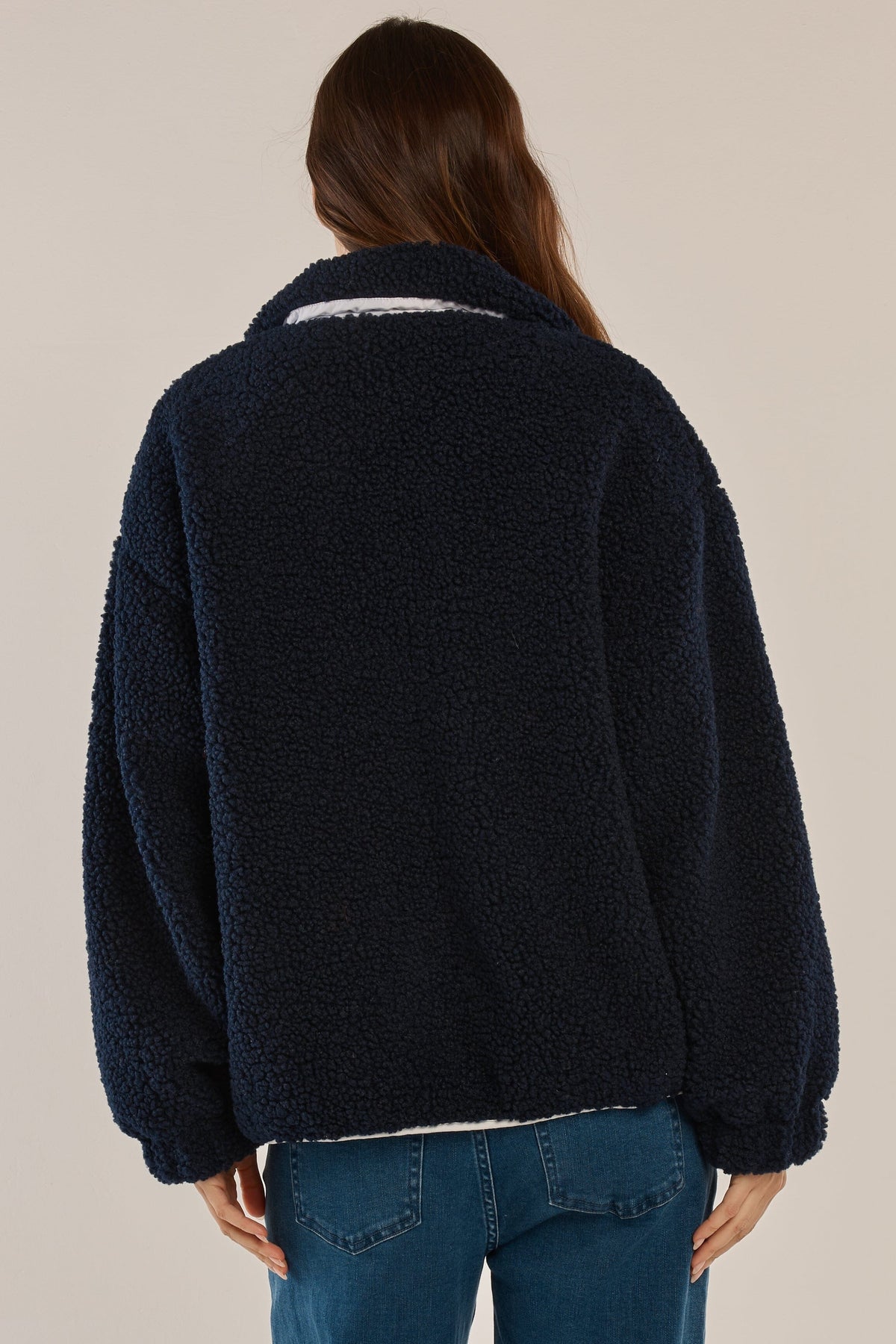 BETTY BASICS Jayne Fleece Jacket - Navy/White Jackets - Zabecca Living