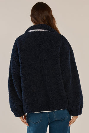 BETTY BASICS Jayne Fleece Jacket - Navy/White Jackets - Zabecca Living