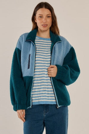 BETTY BASICS Jayne Fleece Jacket - Teal Green/Blue Jackets - Zabecca Living