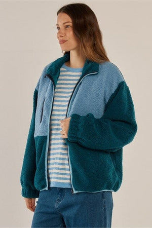 BETTY BASICS Jayne Fleece Jacket - Teal Green/Blue Jackets - Zabecca Living