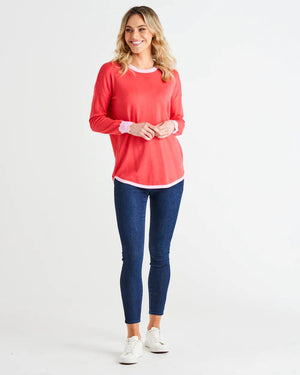 BETTY BASICS Sophie Relaxed Knit Jumper - Pink Tipping Jumpers + Knitwear - Zabecca Living