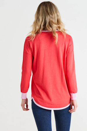 BETTY BASICS Sophie Relaxed Knit Jumper - Pink Tipping Jumpers + Knitwear - Zabecca Living