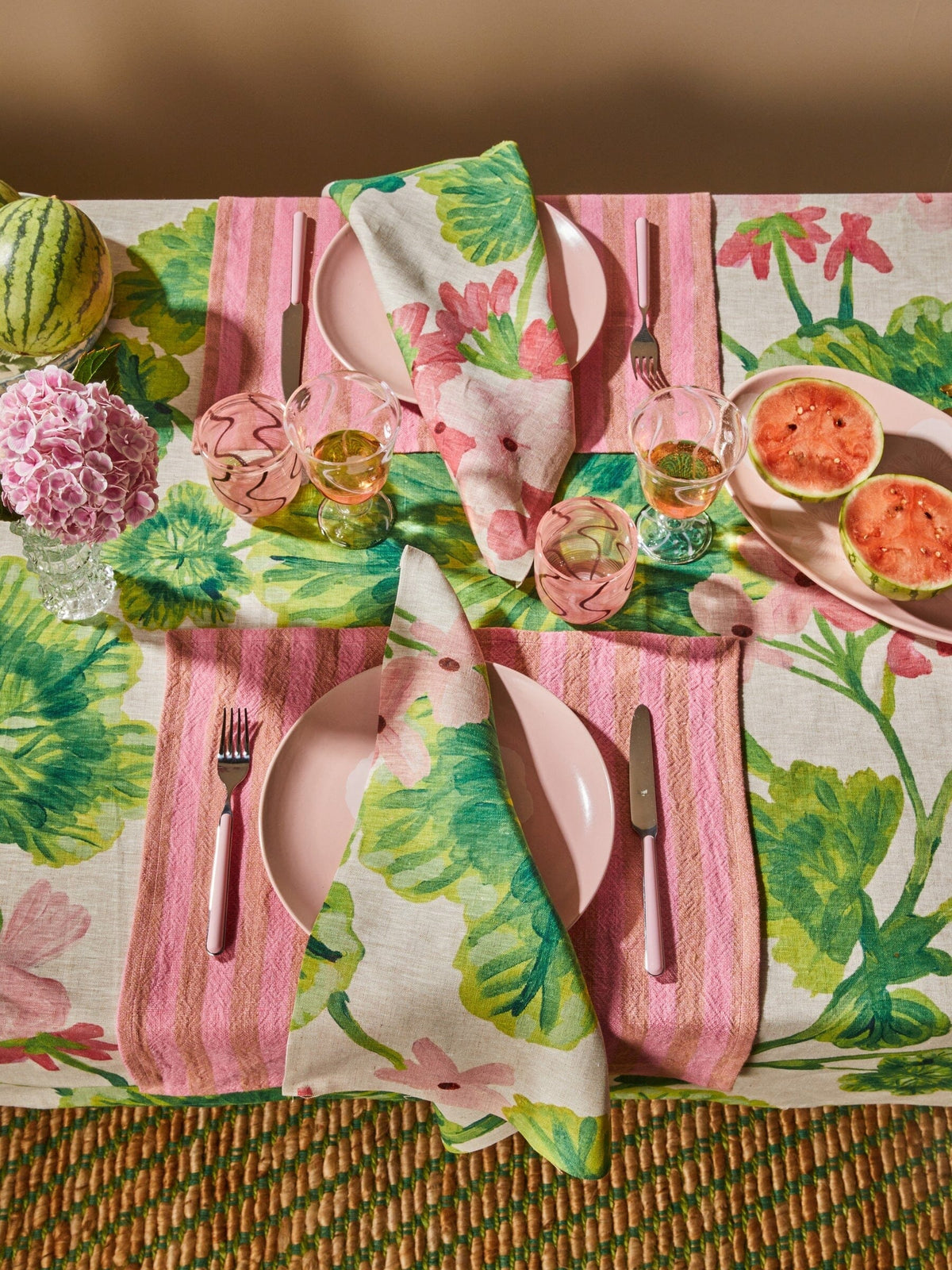 BONNIE & NEIL Geranium Multi Linen Tablecloth - Medium Table Runner - Zabecca Living