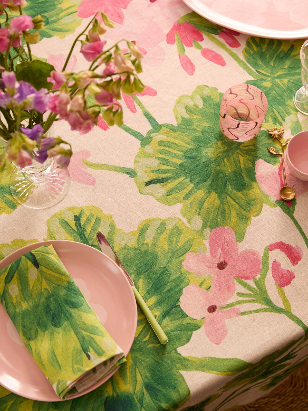 BONNIE & NEIL Geranium Multi Linen Tablecloth - Medium Table Runner - Zabecca Living