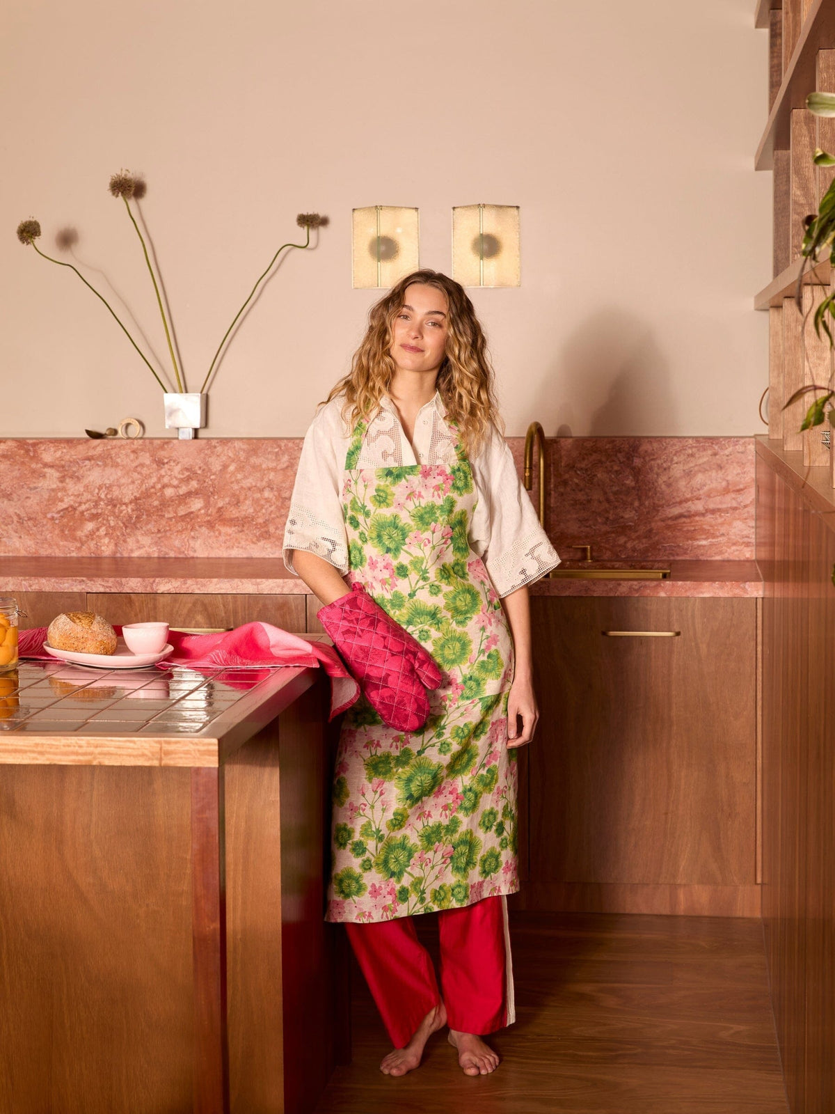 BONNIE & NEIL Linen Apron - Geranium Multi - Zabecca Living