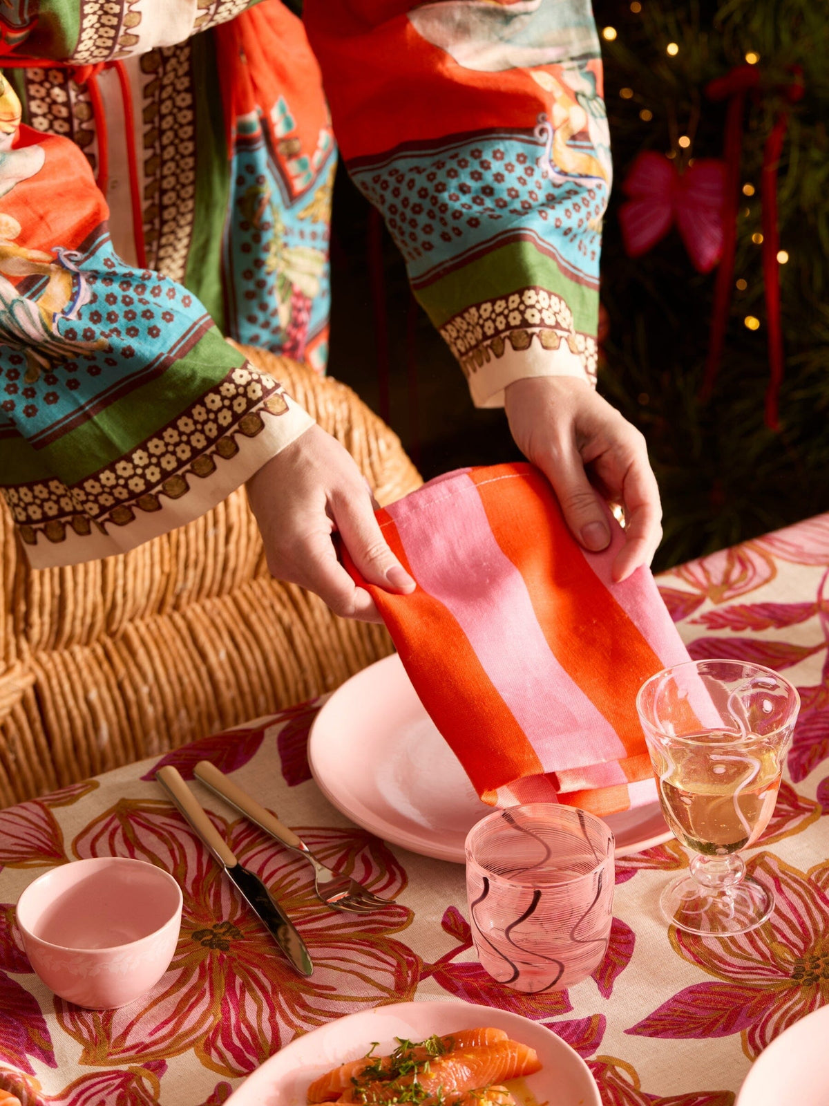 BONNIE & NEIL Linen Tea Towel - Bold Stripe Sorbet - Zabecca Living